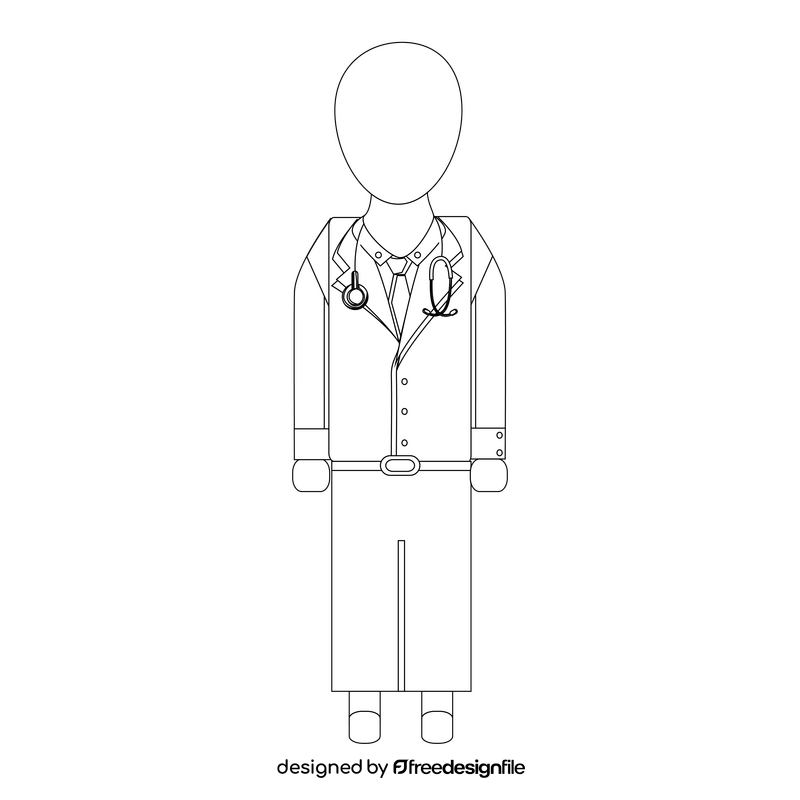 Healthcare professional, doctor drawing black and white clipart