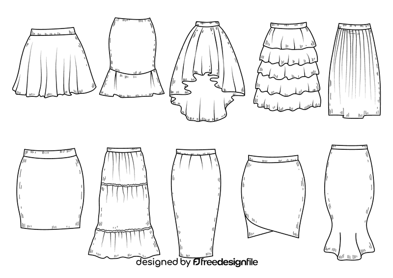 Skirts black and white vector