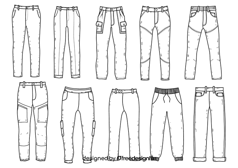 Trousers black and white vector