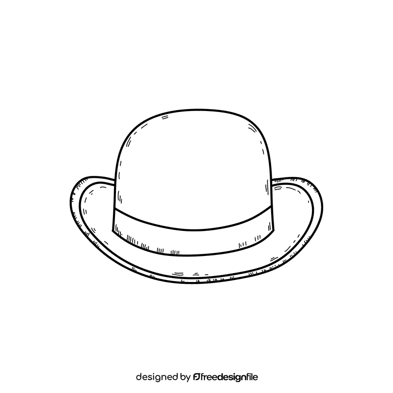Men bowler hat black and white clipart