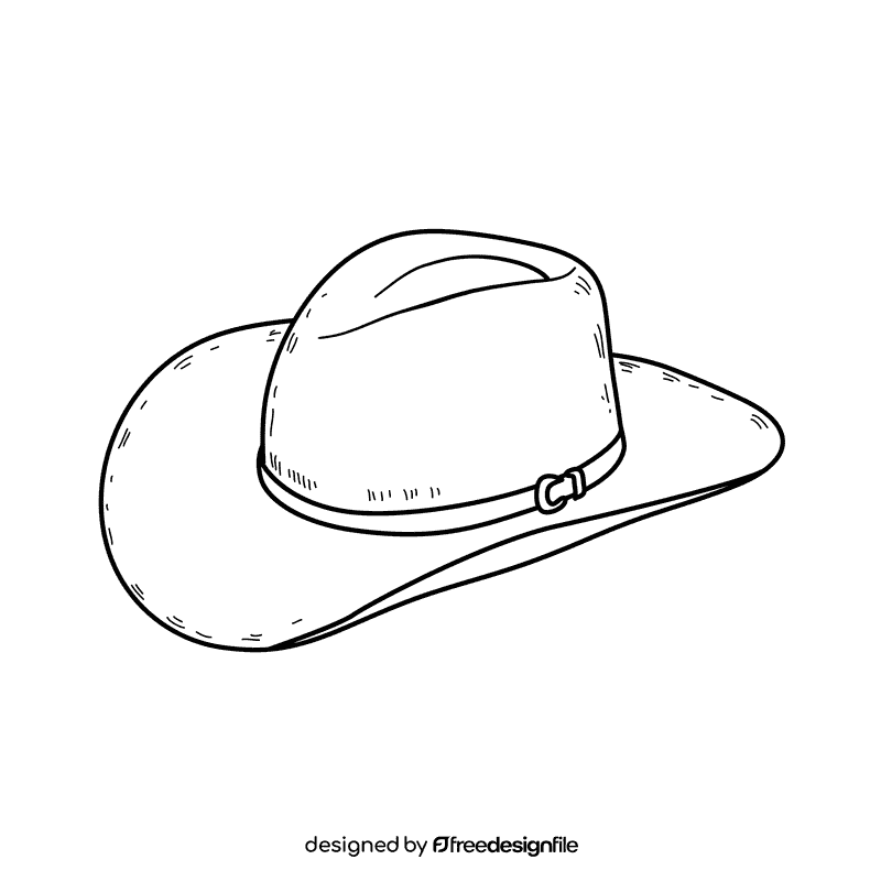Men cow boy hat black and white clipart