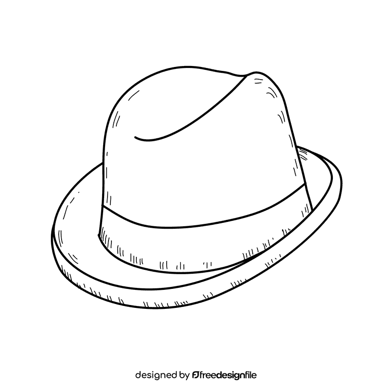 Men homeburg hat black and white clipart