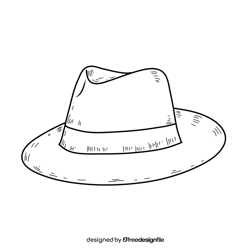 Men panama hat black and white clipart