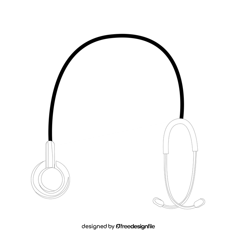 Stethoscope drawing black and white clipart