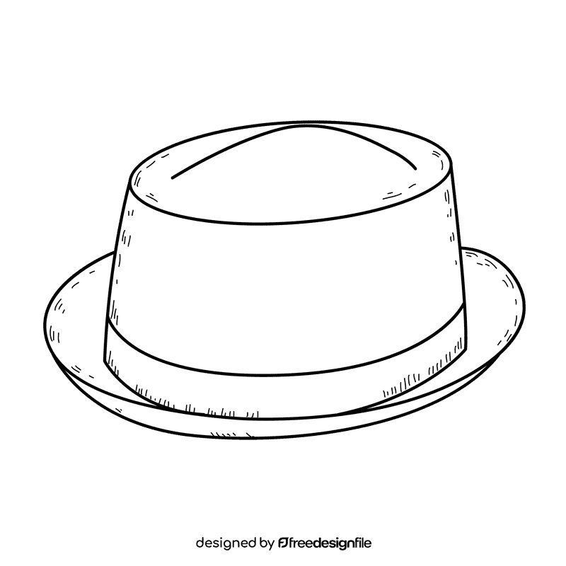 Men porkpie hat black and white clipart