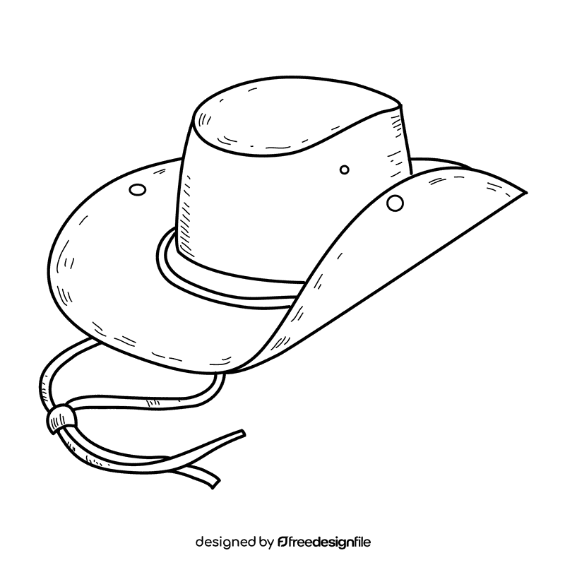 Men safari hat black and white clipart