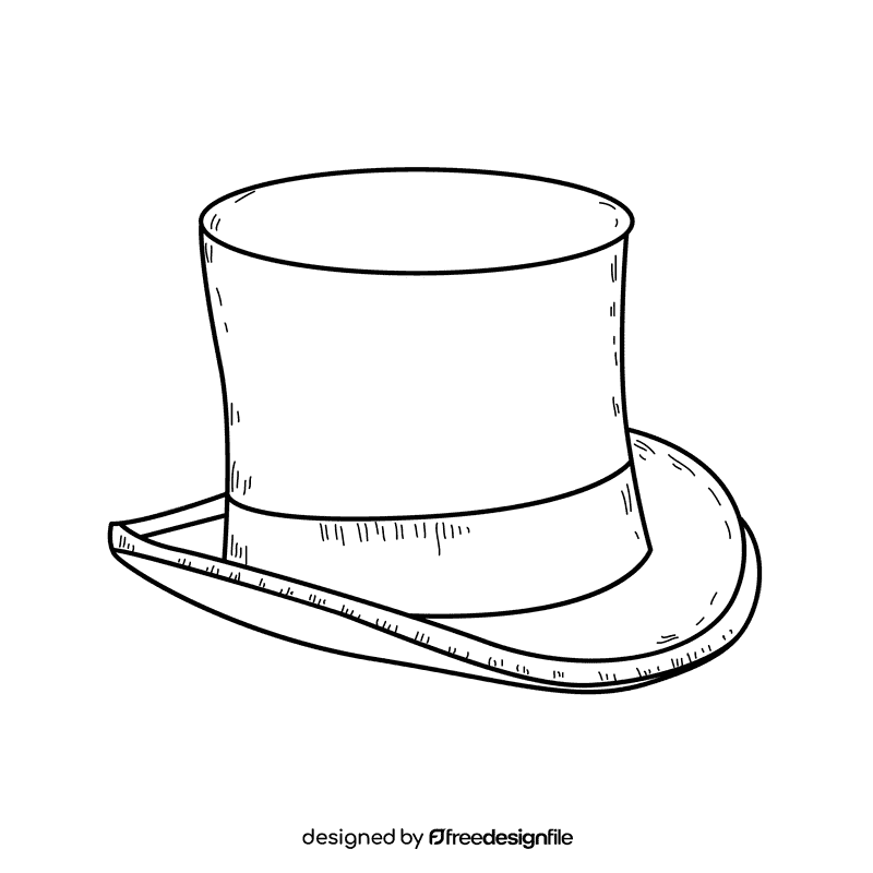 Men top hat black and white clipart