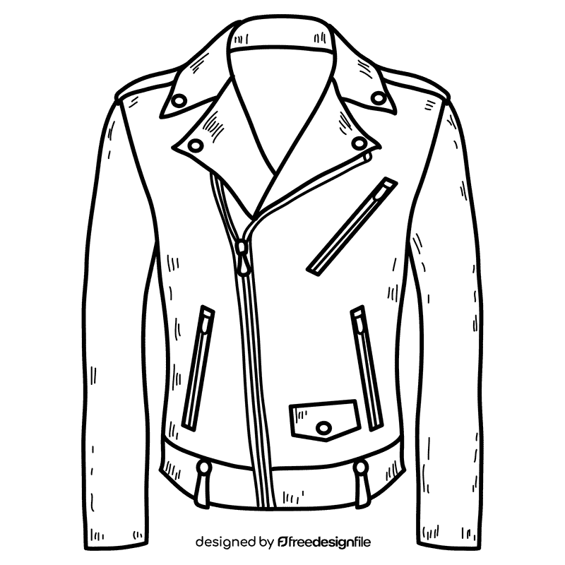 Men biker jacket black and white clipart