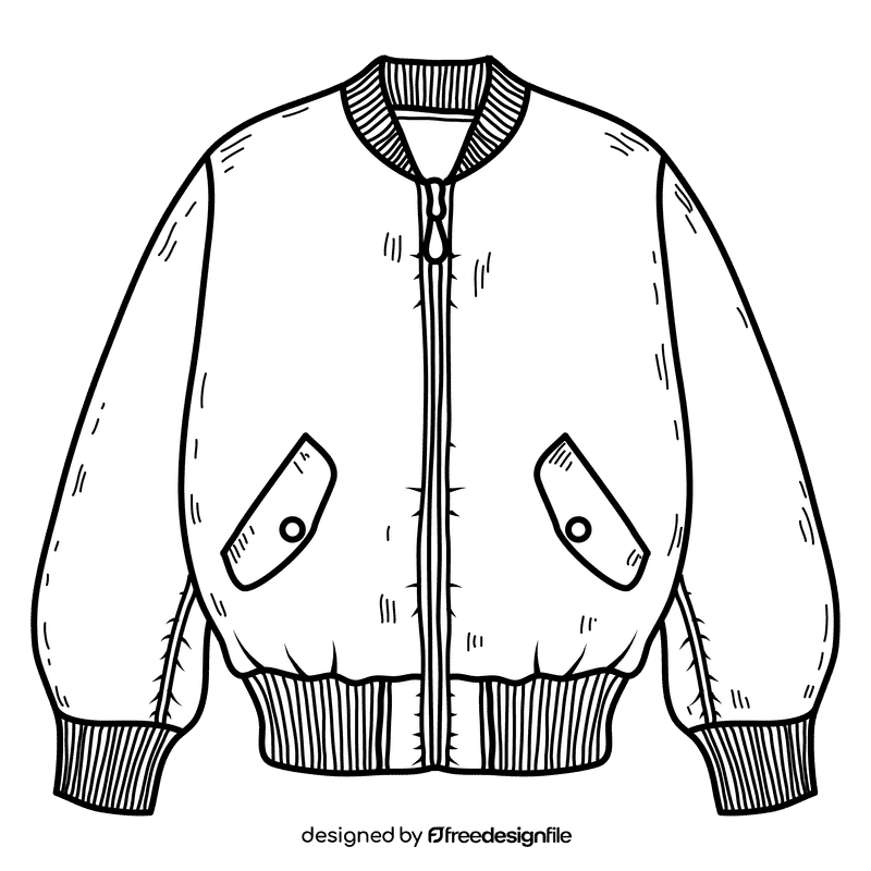 Men bomber jacket black and white clipart