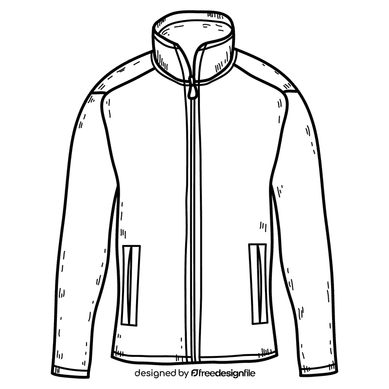 Men fleece jacket black and white clipart