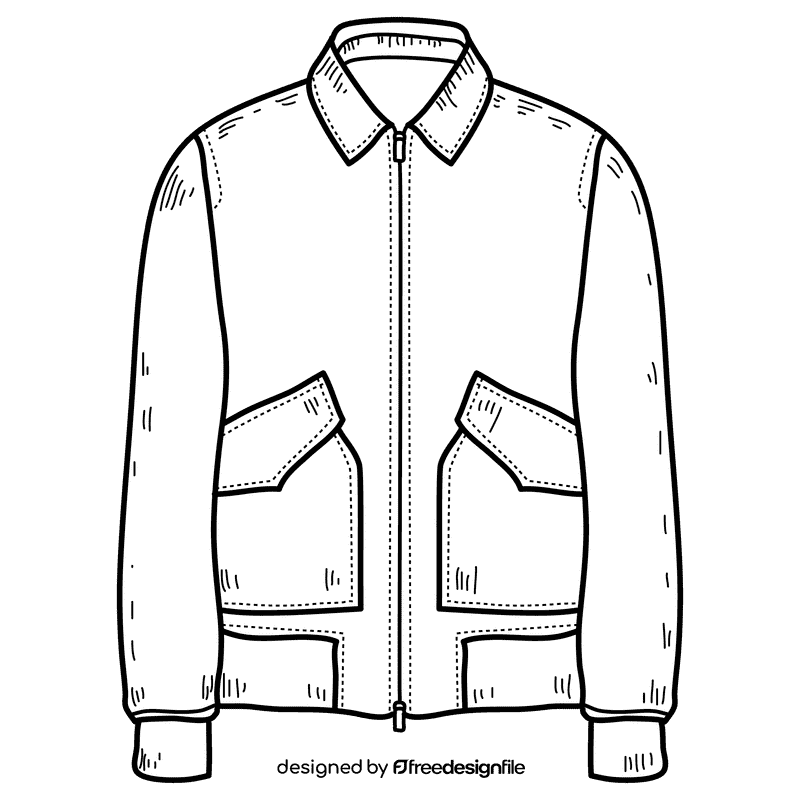 Men flight jacket black and white clipart