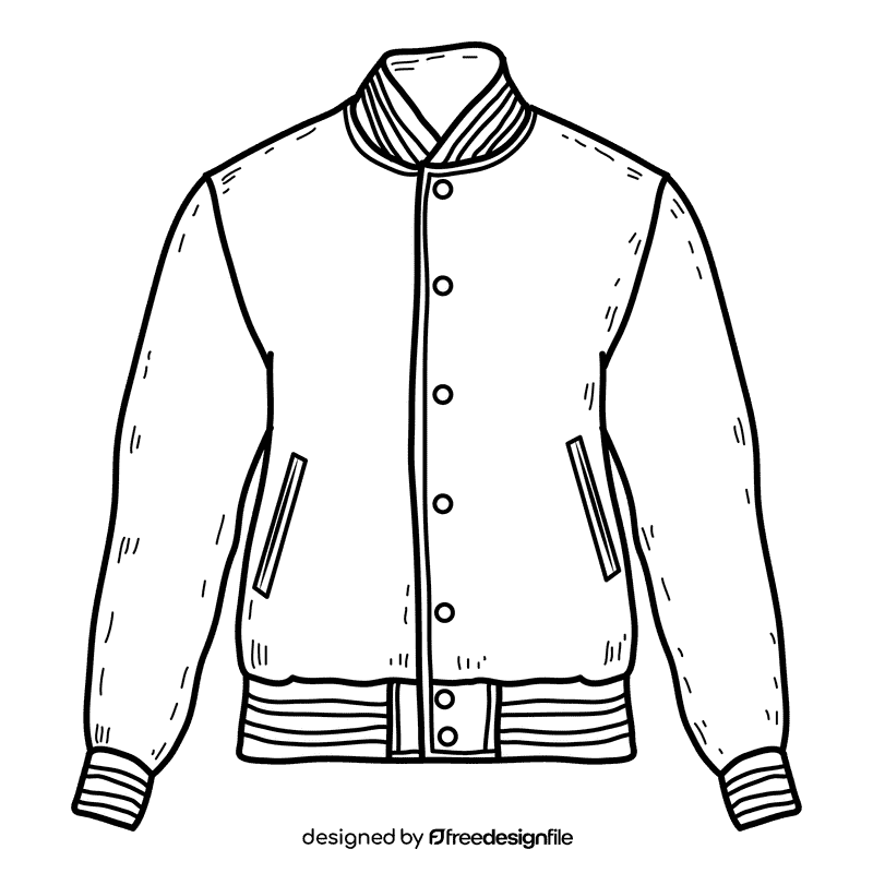Men varsity jacket black and white clipart