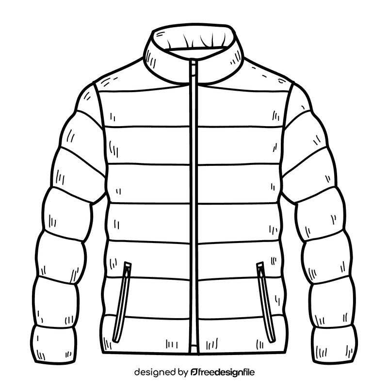 Men winter jacket black and white clipart
