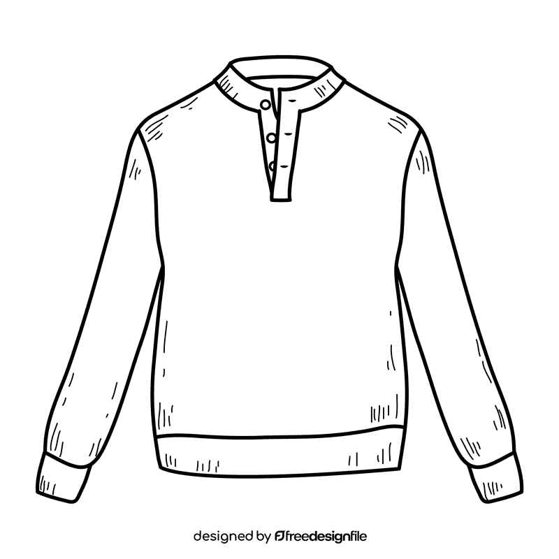 Men button mock neck sweater black and white clipart