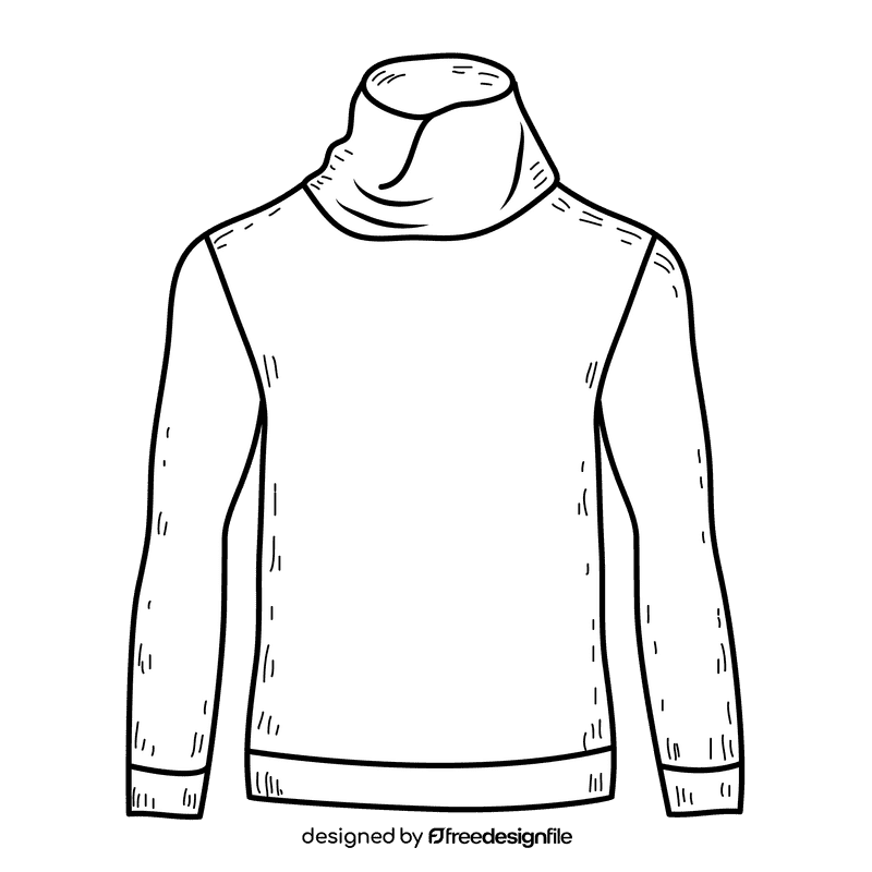 Men cowl neck sweater black and white clipart