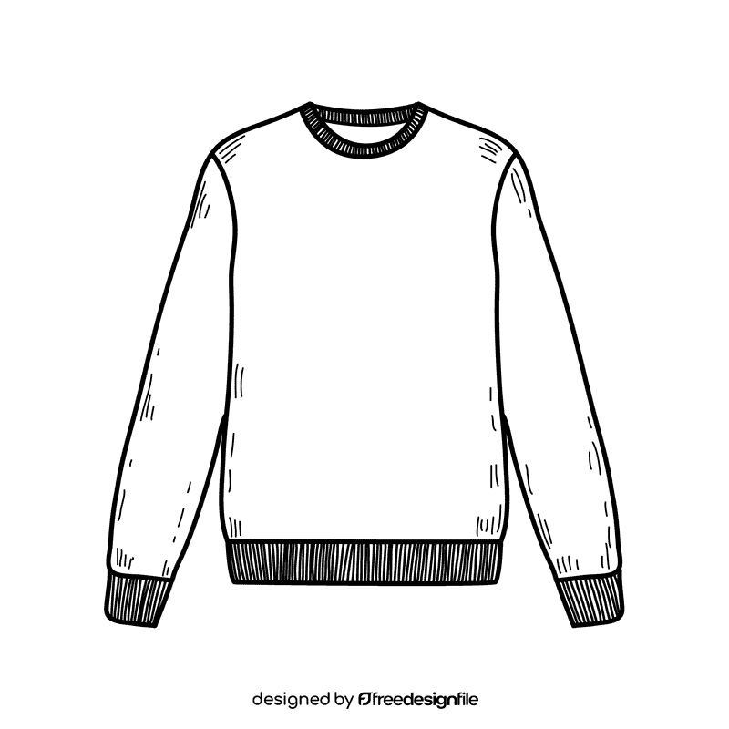 Men crew neck sweater black and white clipart