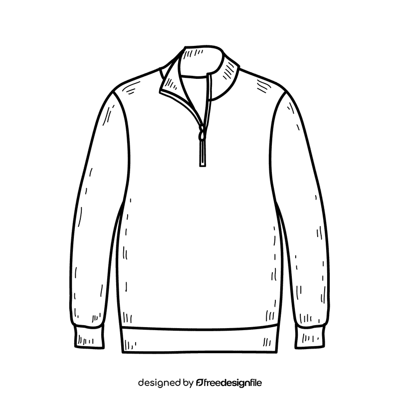 Men halfzip sweater black and white clipart