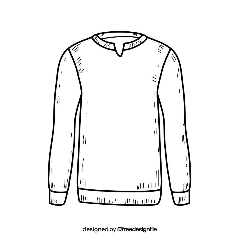 Men notch neck sweater black and white clipart