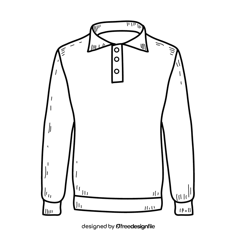 Men polo collar sweater black and white clipart
