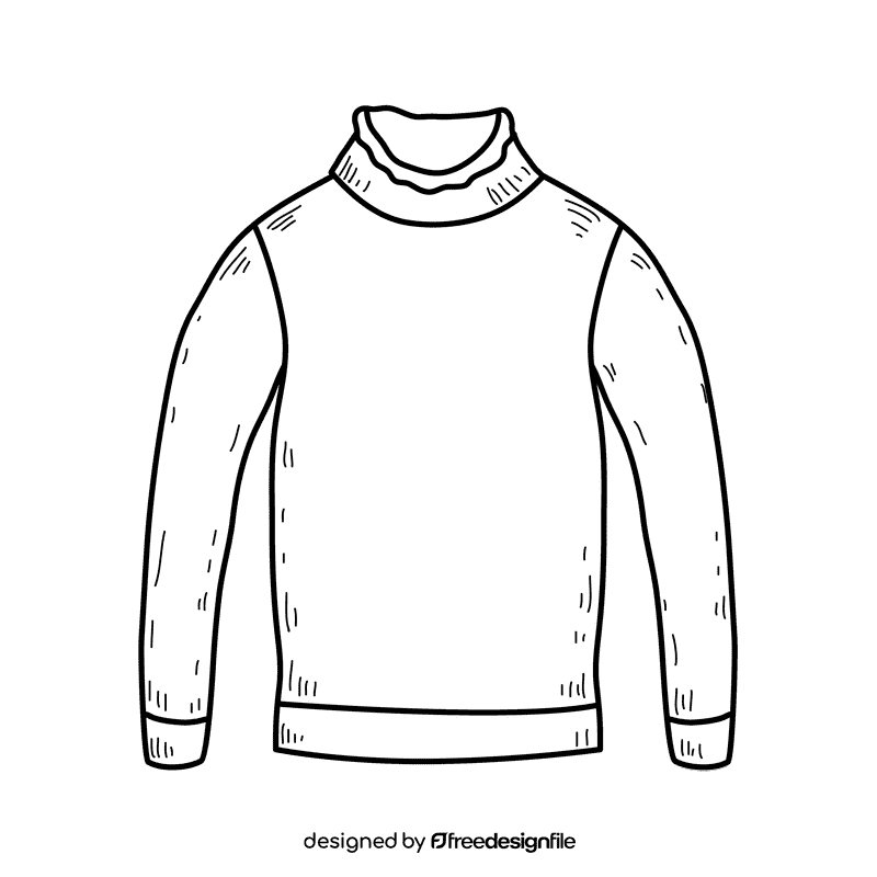 Men rollneck sweater black and white clipart