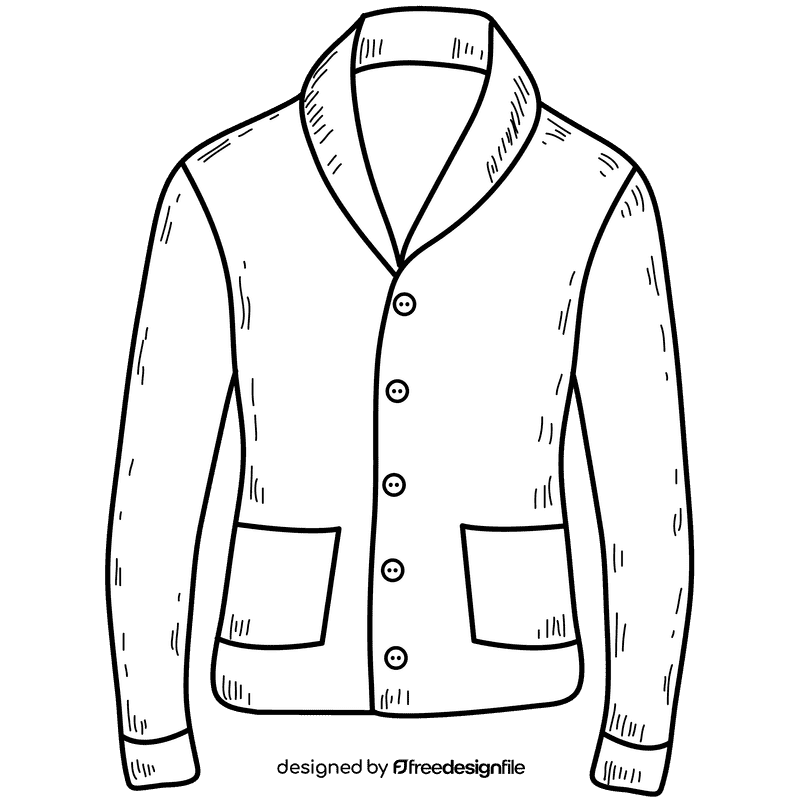 Men shawl collar cardigan sweater black and white clipart