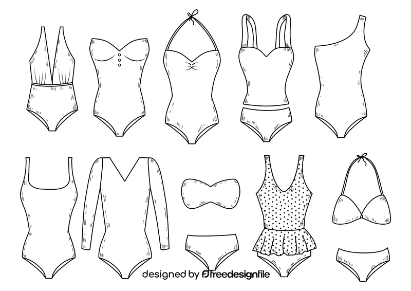 Women swimsuits black and white vector