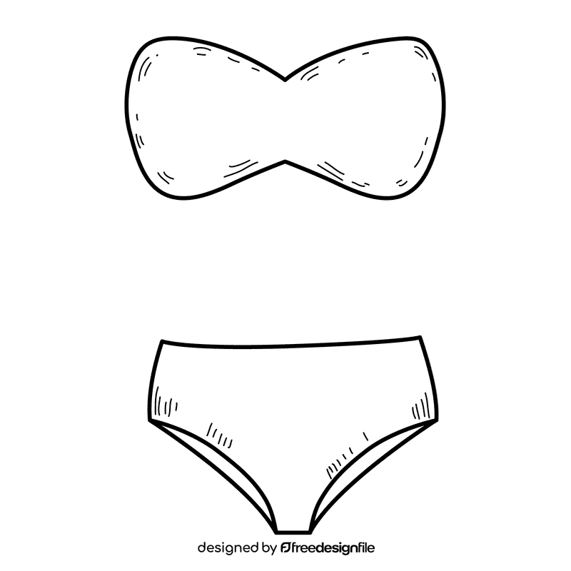 Women bandeau swimsuit black and white clipart