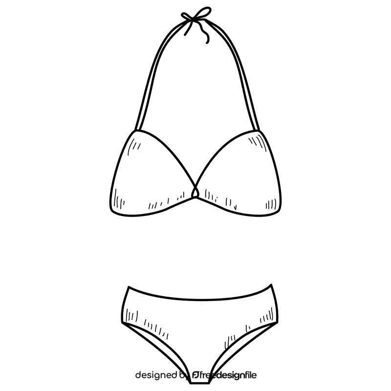 Women bikini swimsuit black and white clipart