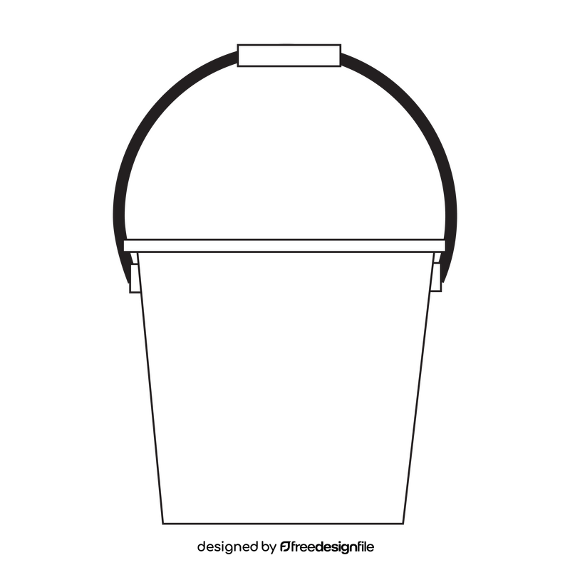 Bucket drawing black and white clipart