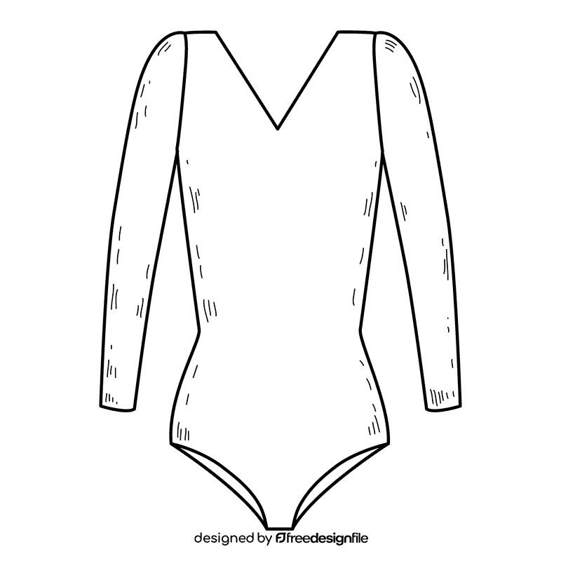 Women long sleeved swimsuit black and white clipart