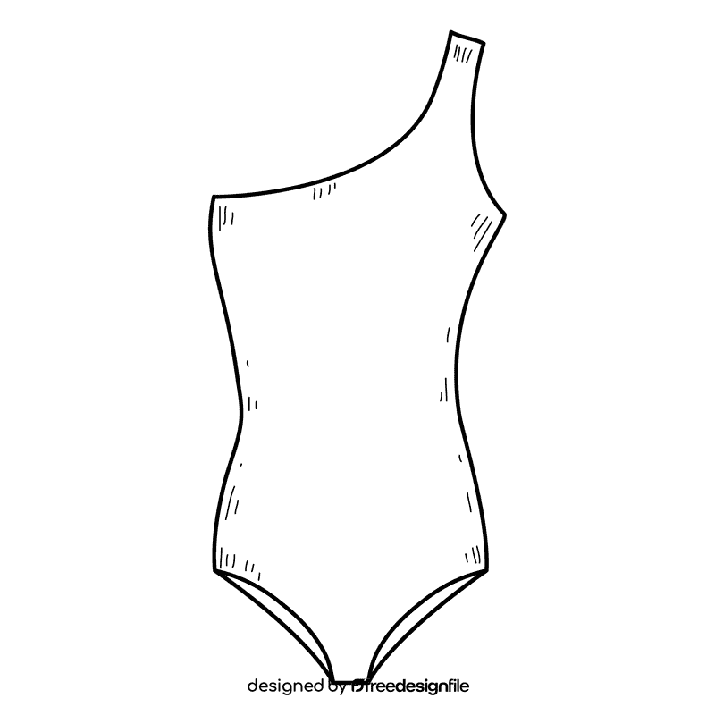 Women one shoulder swimsuit black and white clipart