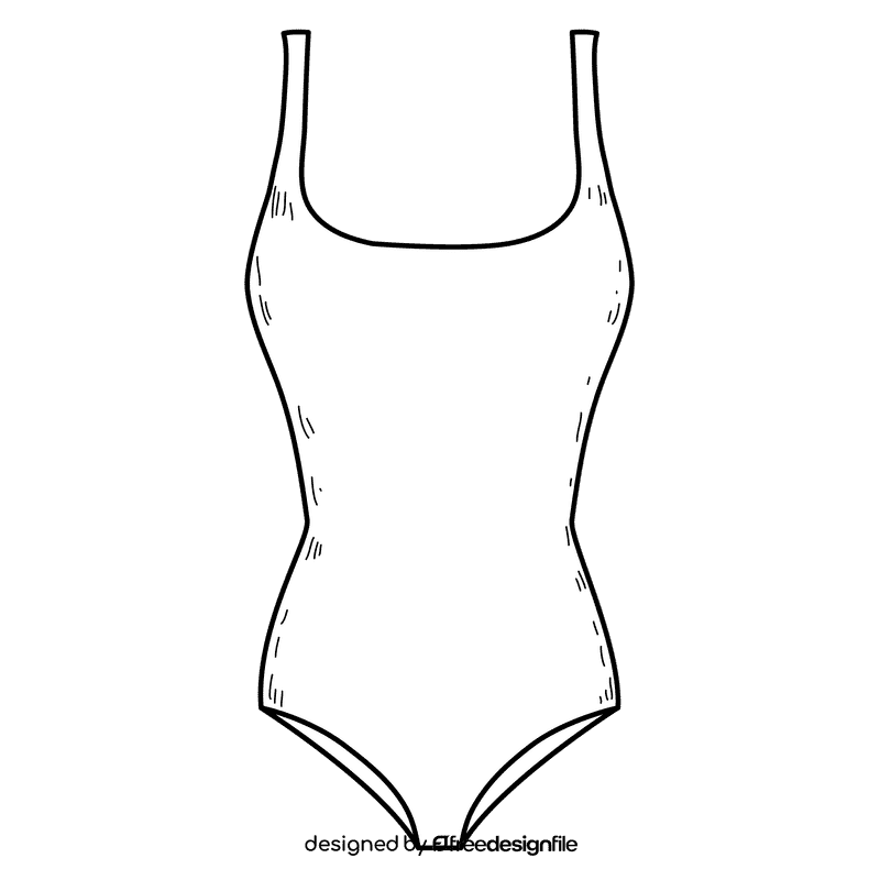 Women onepiece swimsuit black and white clipart