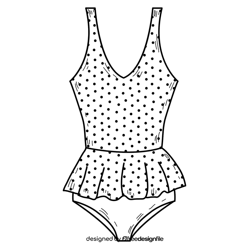 Women peplum swimsuit black and white clipart