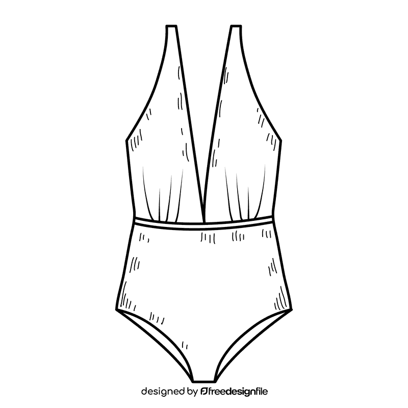 Women plunge swimsuit black and white clipart