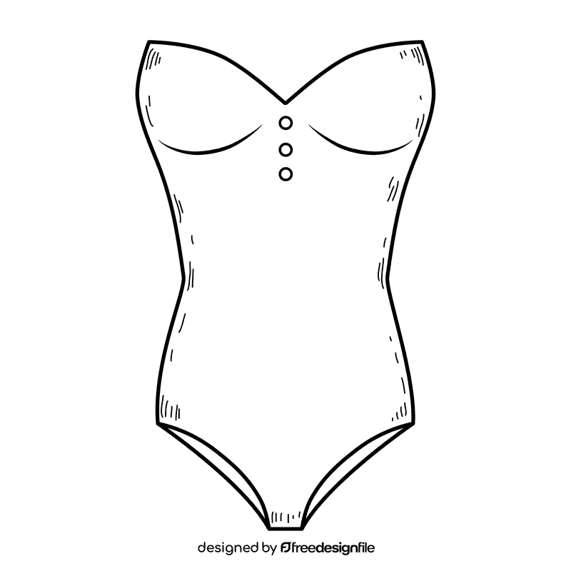 Women strapeless swimsuit black and white clipart