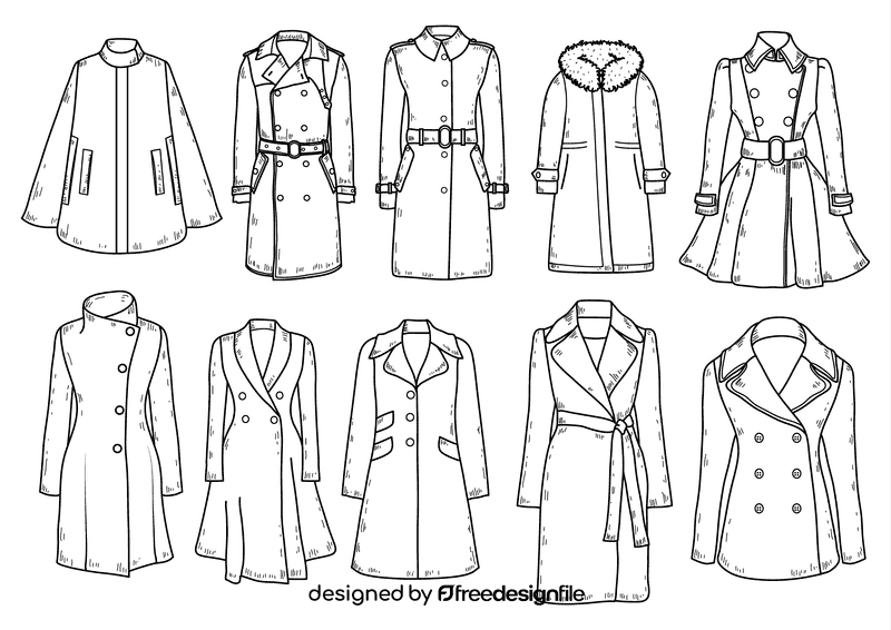 Women coats black and white vector