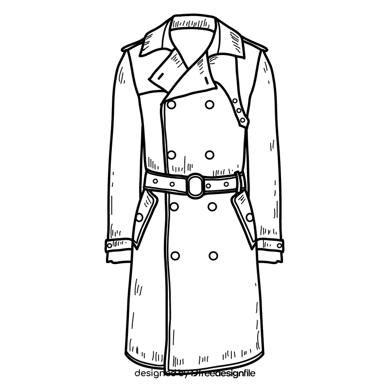 Women double breasted trench coat black and white clipart