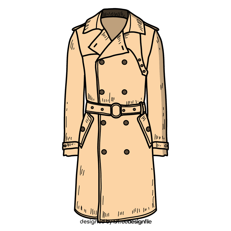 Women double breasted trench coat clipart