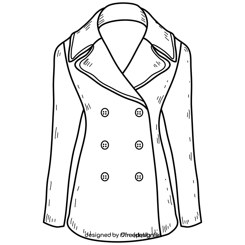 Women pea coat black and white clipart