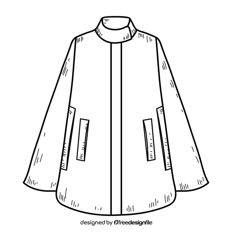 Women poncho coat black and white clipart