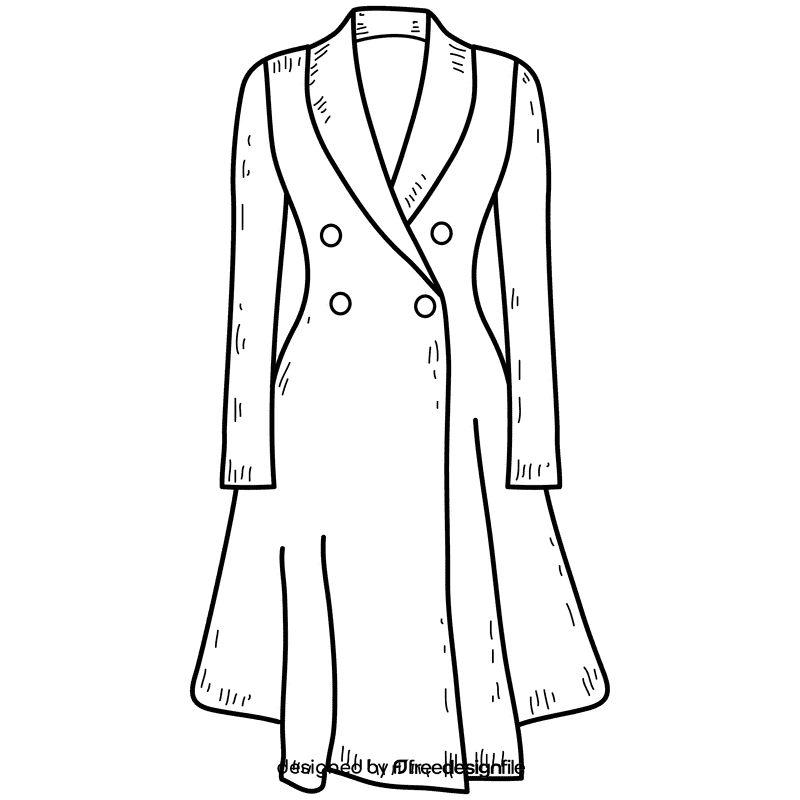 Women princess coat black and white clipart