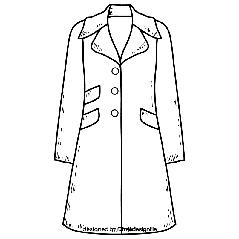 Women reefer coat black and white clipart