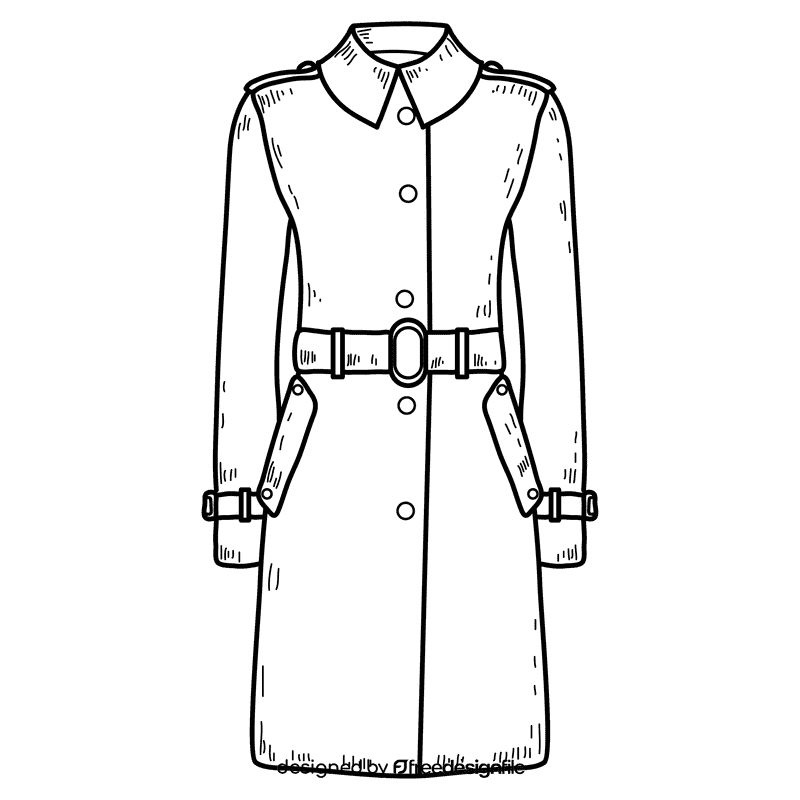 Women single breasted trench coat black and white clipart