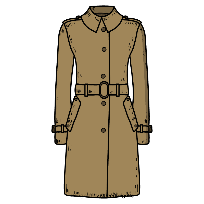 Women single breasted trench coat clipart
