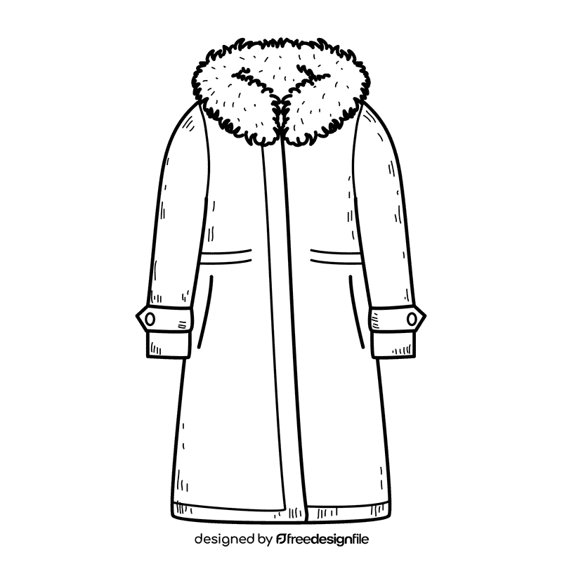 Women winter wool coat black and white clipart