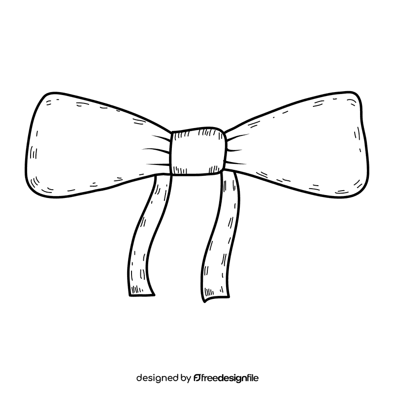 Men ribbon bow tie black and white clipart