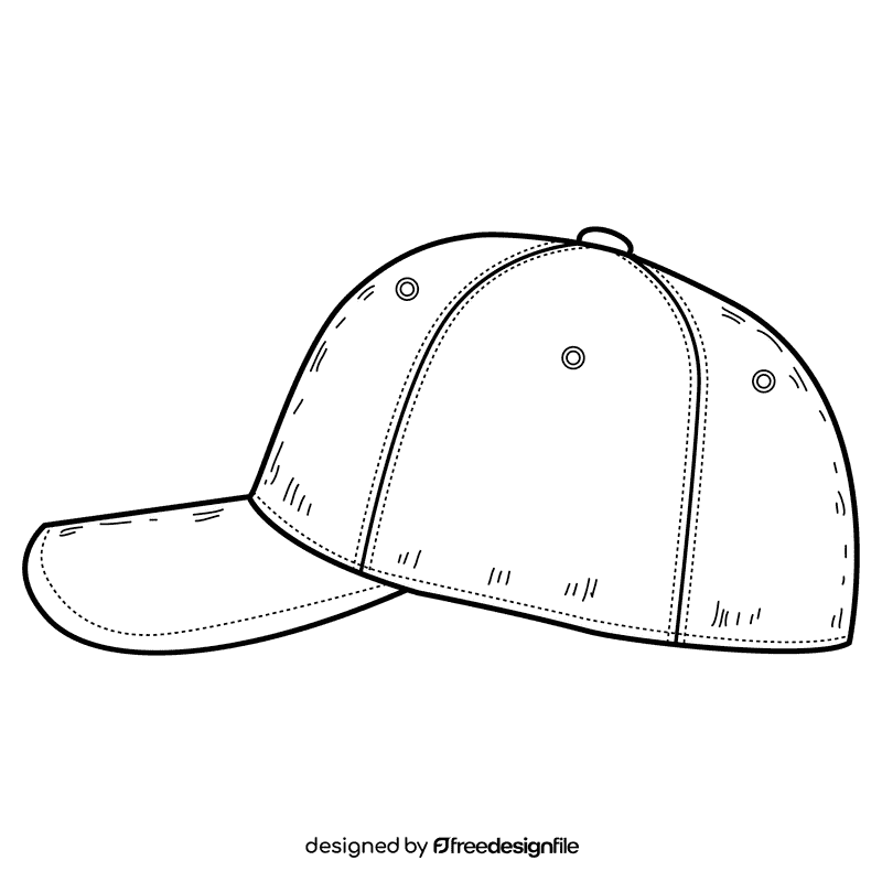 Men baseball cap black and white clipart