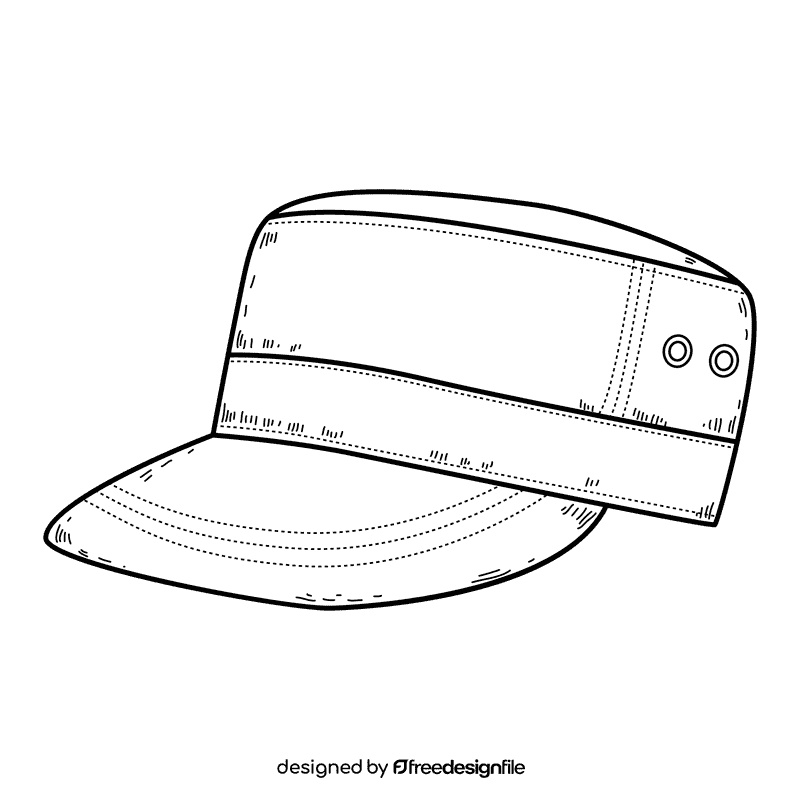 Men cadet cap black and white clipart