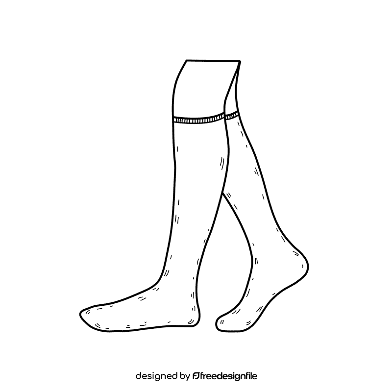 Knee high sock black and white clipart