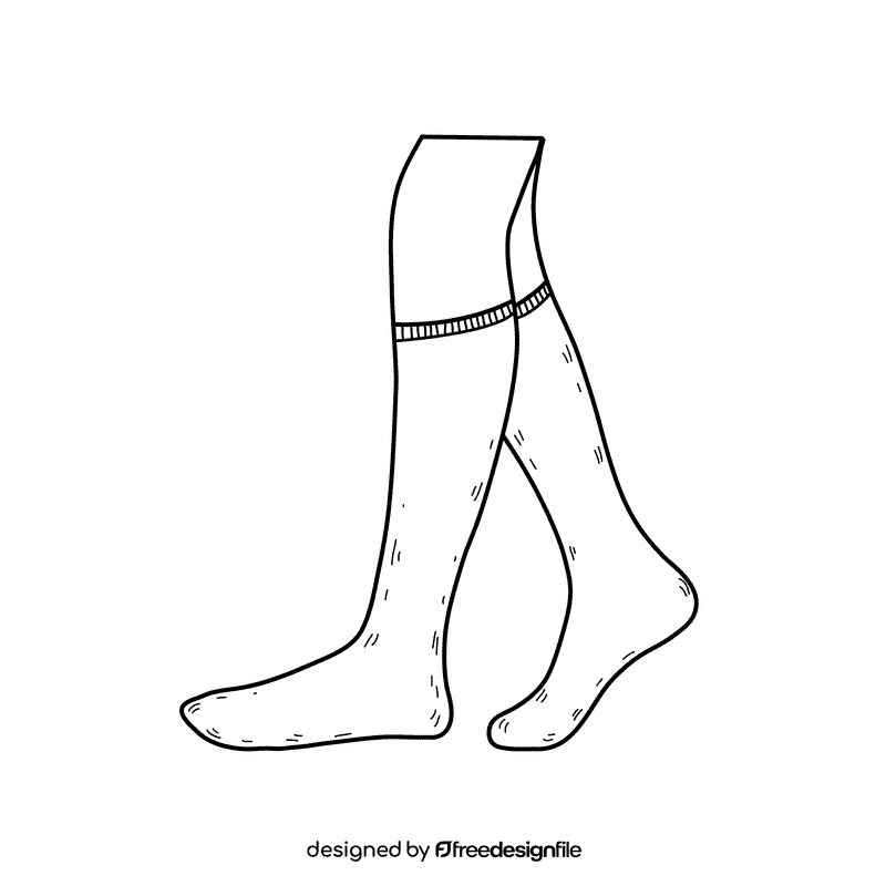 Over the calf sock black and white clipart